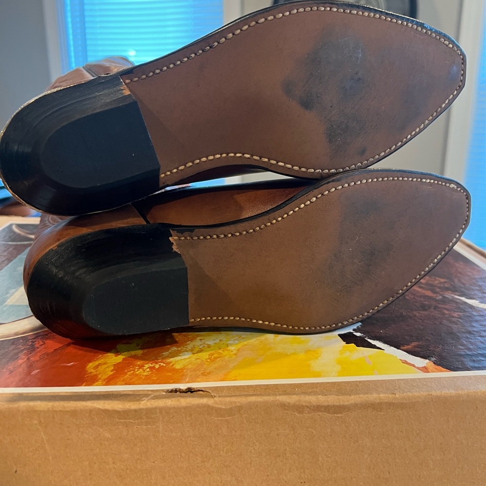 Abilene Boot Co. Brown Heeled Boots with Gold Tips - Picture 9 of 11
